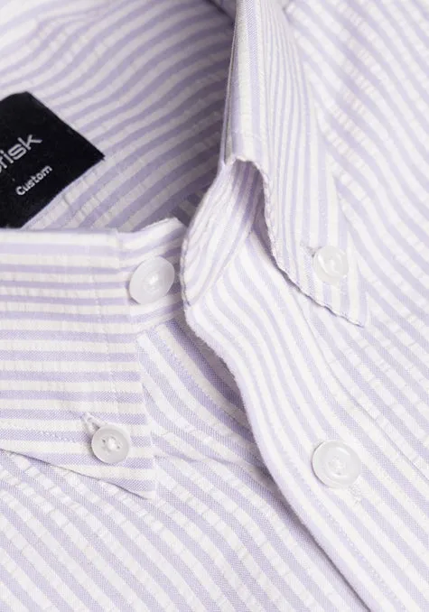 Pastel Lavender Seersucker Stripes Shirt - Button Down Collar sold by Brisk Shirts product image thumbnail 2