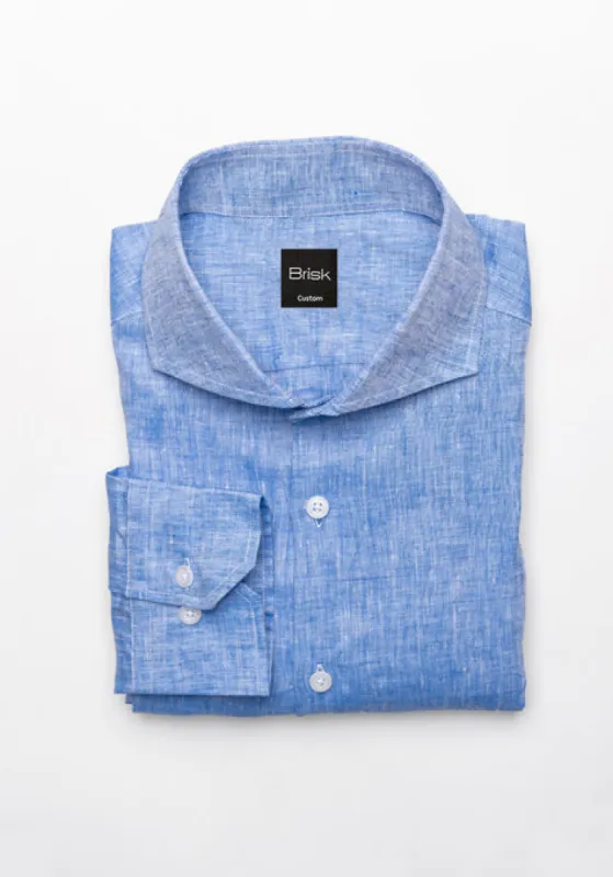 Italian Blue Linen Shirt sold by Brisk Shirts