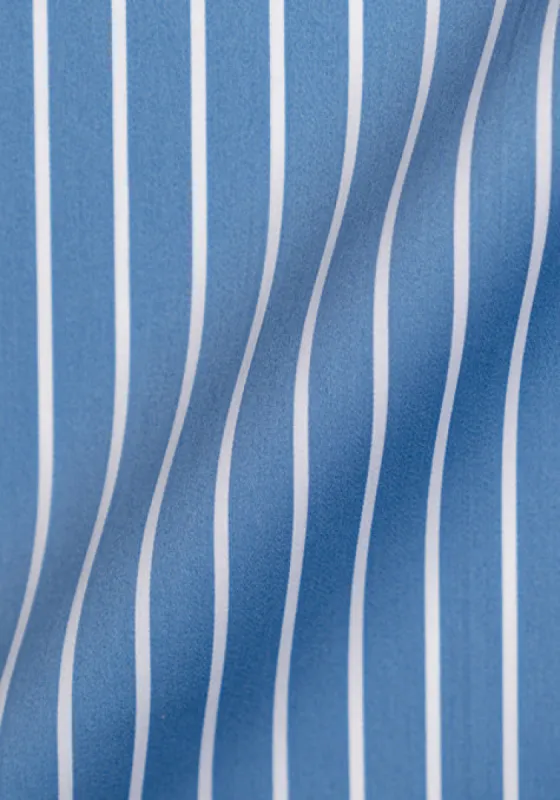 Super Fine Blue Satin Stretch Stripes sold by Brisk Shirts