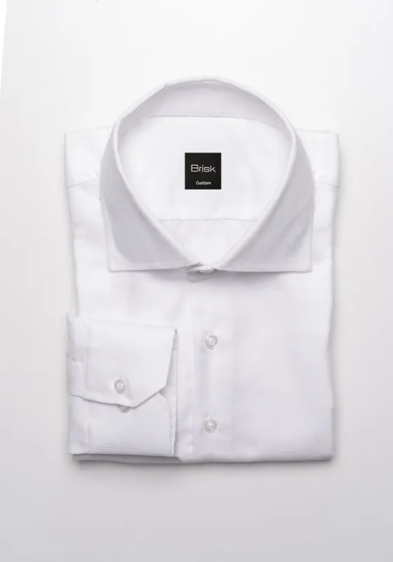 Egyptian White Self Structured Double Button Shirt made by Brisk Shirts