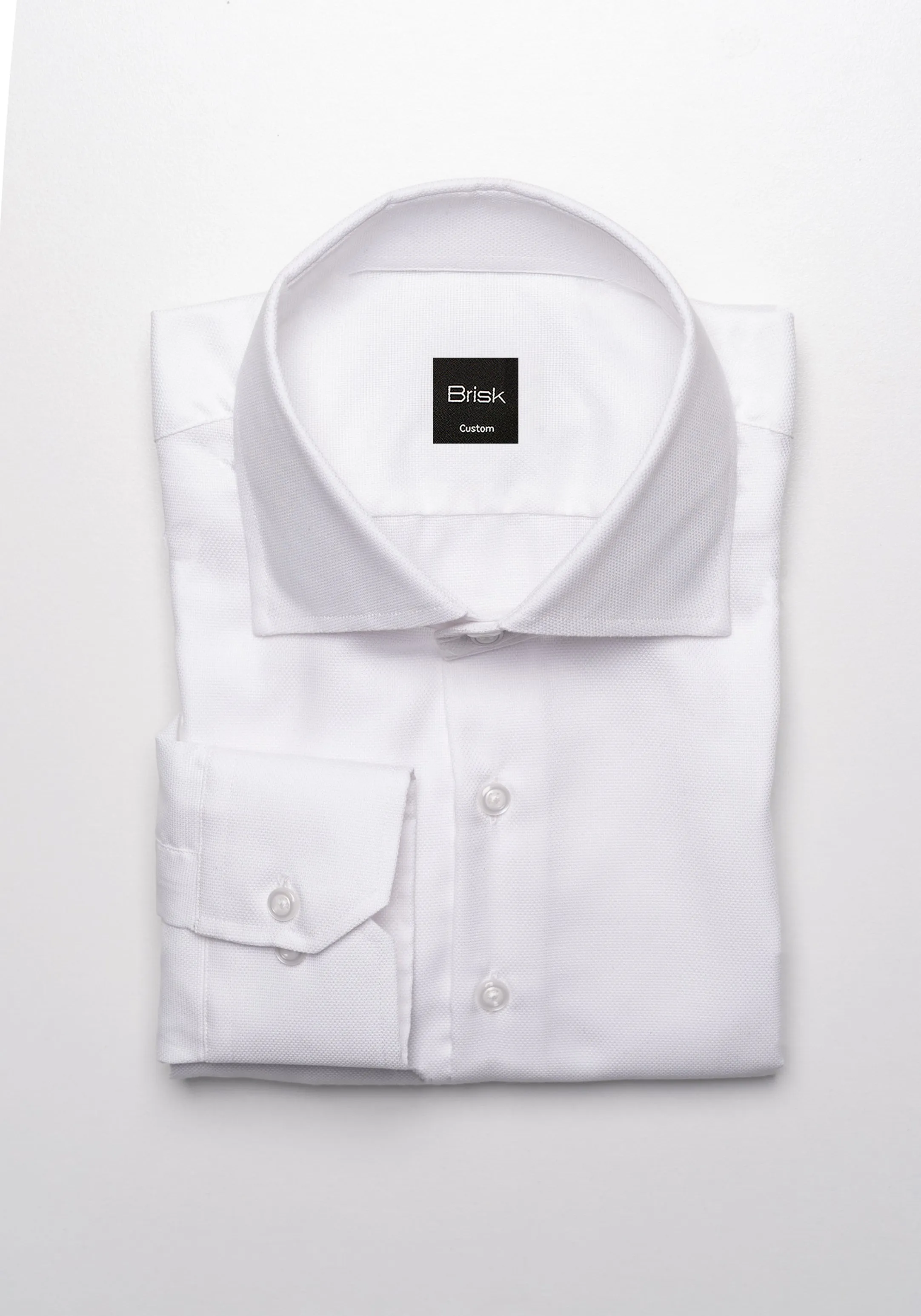 Egyptian White Self Structured Double Button Shirt sold by Brisk Shirts