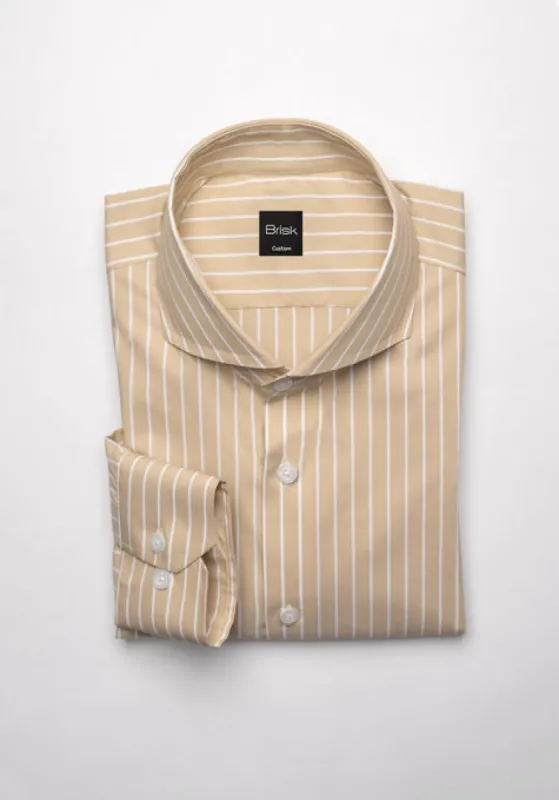 Greenish Taupe Stretch Stripes Shirt sold by Brisk Shirts