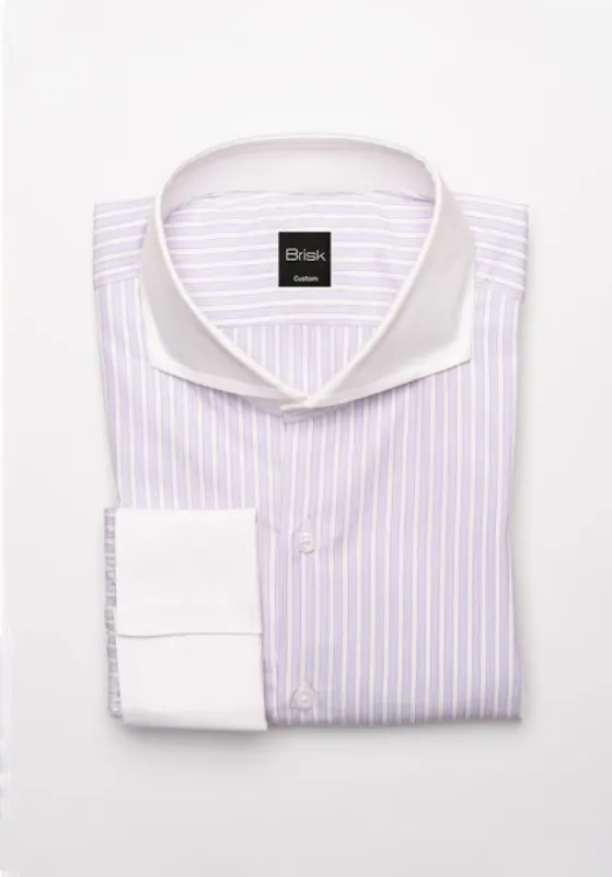 Italian Purple Dobby Tencel Stripes Shirt sold by Brisk Shirts