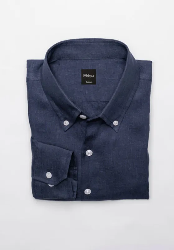 Navy Irish Linen Shirt sold by Brisk Shirts