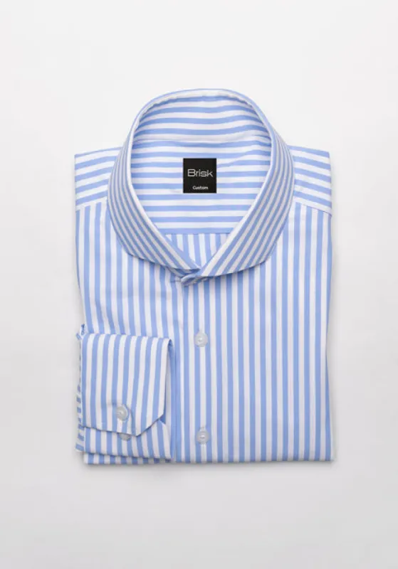 Sky Blue Four-Way Performance Stretch Bengal Stripes Shirt - Wrinkle Free sold by Brisk Shirts