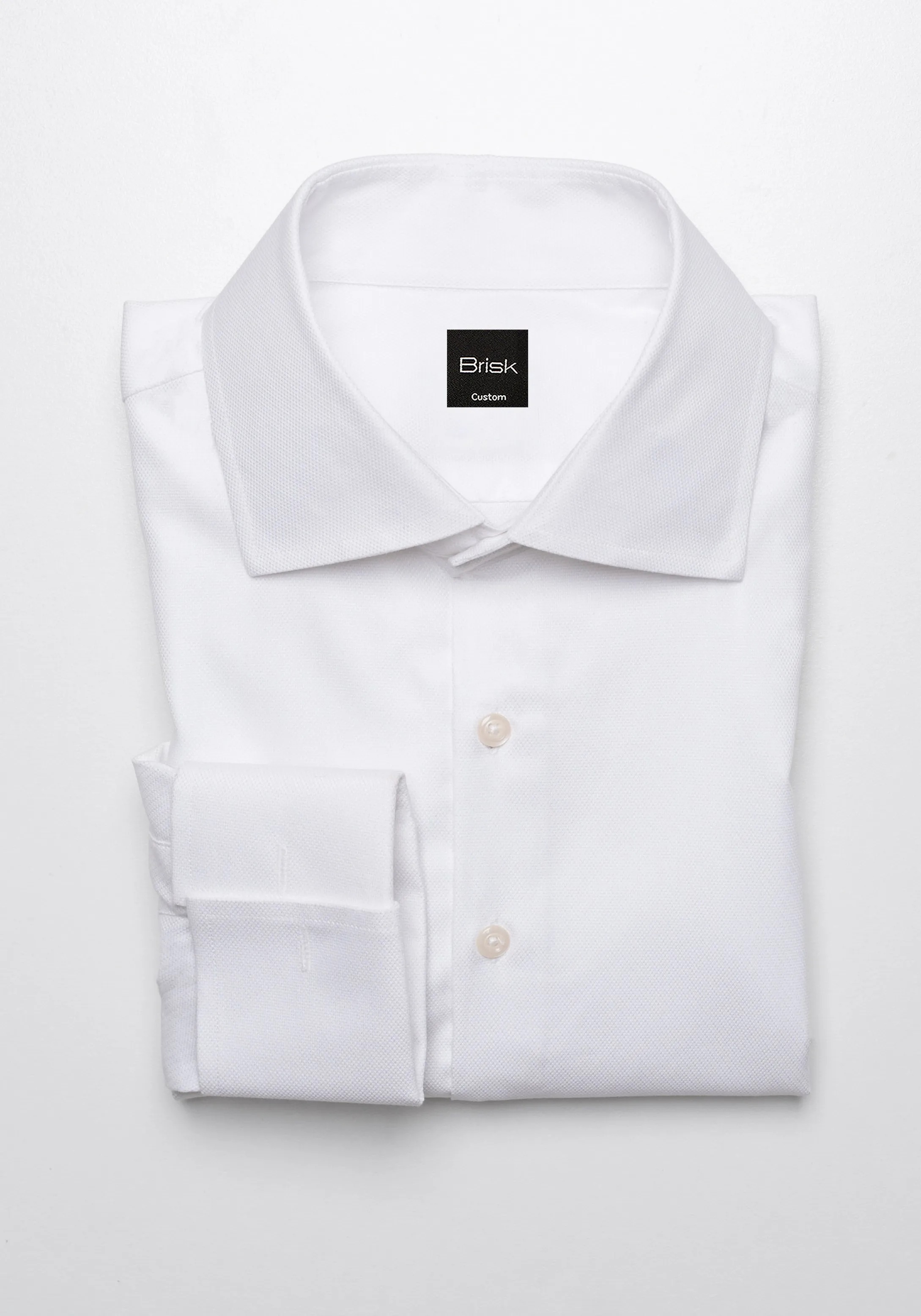 Egyptian White Self Structured Shirt - French Cuffs sold by Brisk Shirts