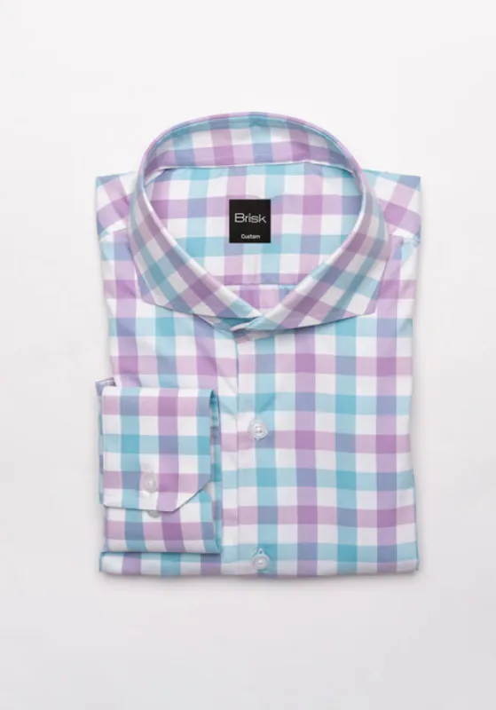 Pastel Purple Green Ultra Performance Stretch Block Gingham Shirt - Wrinkle Resistant sold by Brisk Shirts