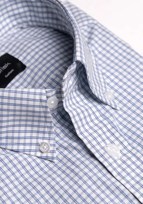 Classic Blue Checkered Shirt - Cotton/Poly - Wrinkle Resistant sold by Brisk Shirts product image thumbnail 2