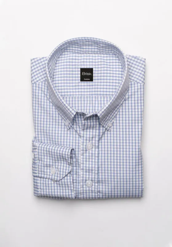 Classic Blue Checkered Shirt - Cotton/Poly  - Wrinkle Resistant sold by Brisk Shirts