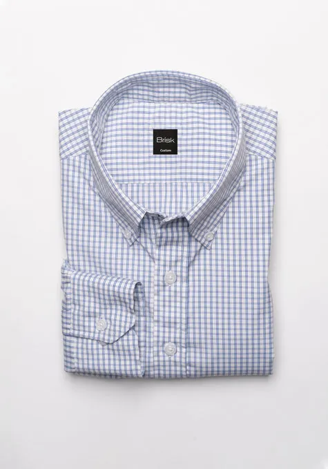 Classic Blue Checkered Shirt - Cotton/Poly - Wrinkle Resistant sold by Brisk Shirts