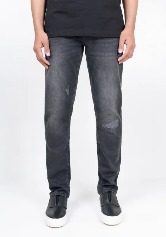 Charcoal Grey Rip & Repair Slim Fit Jeans - Lift sold by Brisk Shirts