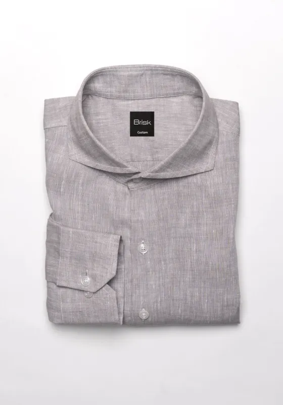 Light Grey Italian Linen Shirt sold by Brisk Shirts