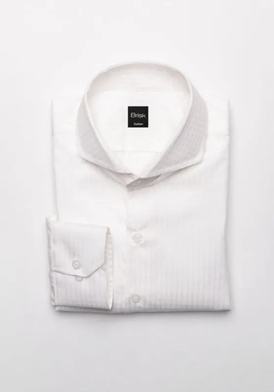 Egyptian White Gloss Jacquard Shirt sold by Brisk Shirts