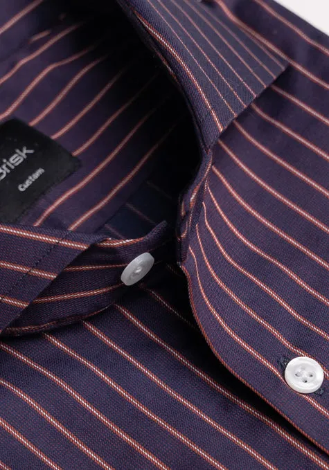 Dark Plum Brown Stretch Stripes Shirt sold by Brisk Shirts product image thumbnail 2