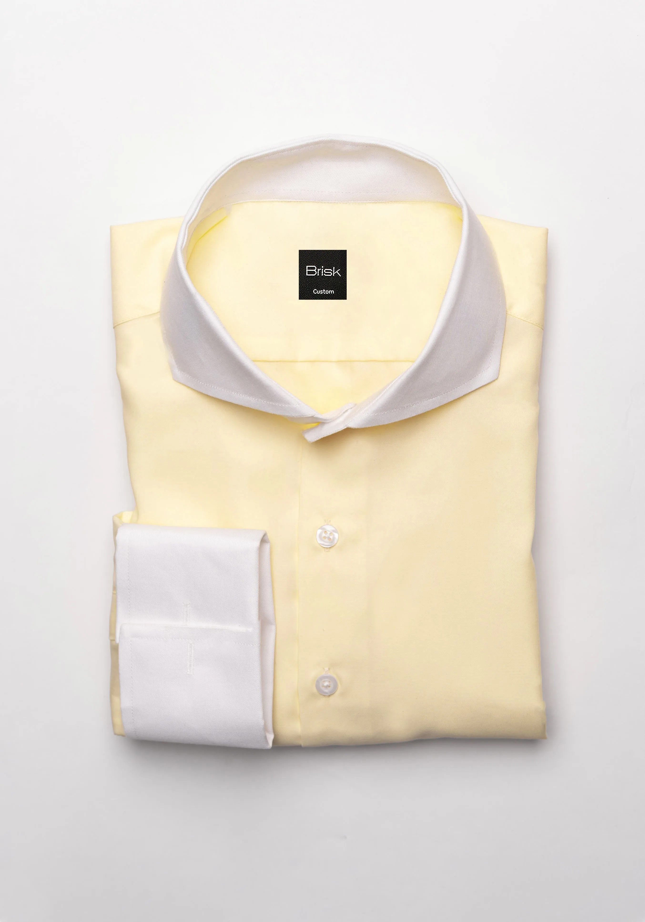 Fine Pastel Yellow Poplin Shirt sold by Brisk Shirts