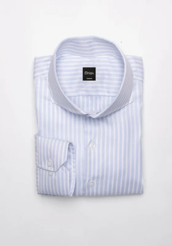 Egyptian Pastel Blue Royal Oxford Stripes Shirt sold by Brisk Shirts