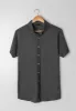 Grey Feather Soft Piqué Half Sleeve Shirt sold by Brisk Shirts