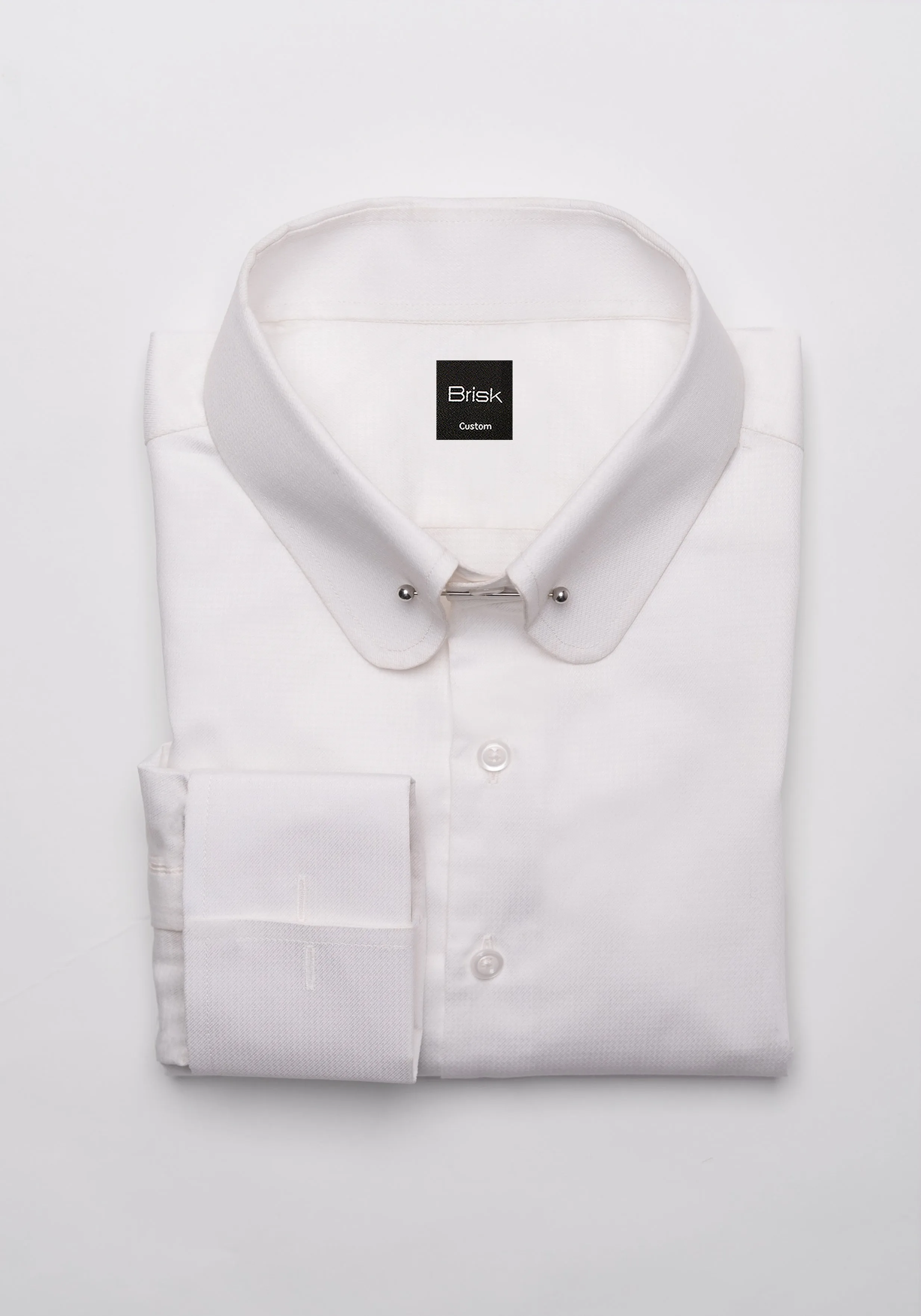Egyptian White Gloss Structured Shirt - Club Collar With Pin sold by Brisk Shirts