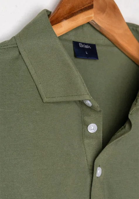 Military Green Feather Soft Piqué Half Sleeve Polo Shirt sold by Brisk Shirts product image thumbnail 4
