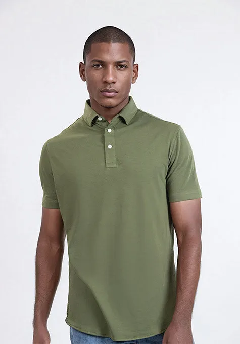 Military Green Feather Soft Piqué Half Sleeve Polo Shirt sold by Brisk Shirts