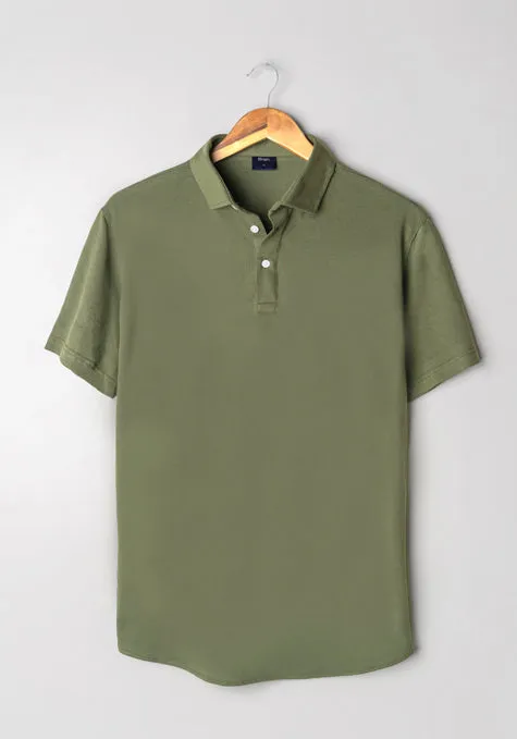 Military Green Feather Soft Piqué Half Sleeve Polo Shirt sold by Brisk Shirts product image thumbnail 2