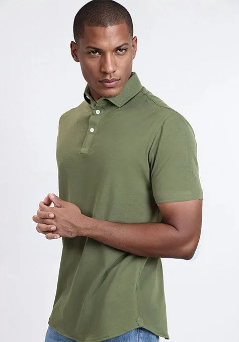 Military Green Feather Soft Piqué Half Sleeve Polo Shirt sold by Brisk Shirts product image thumbnail 3
