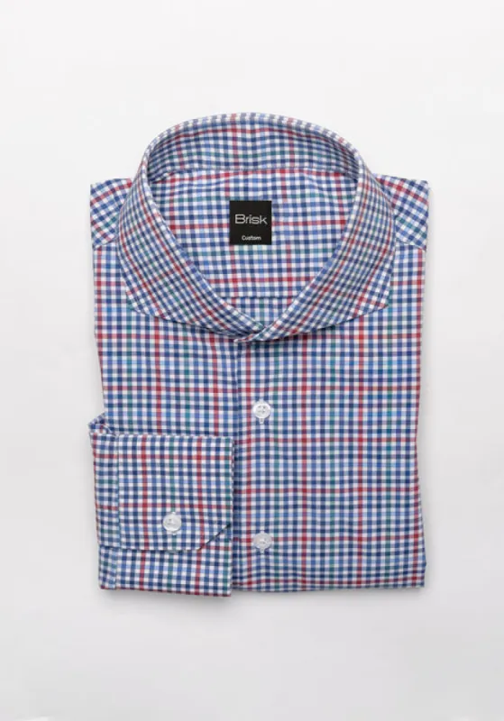 Crisp Multi Blue Green Performance Stretch Gingham Shirt - Wrinkle Free sold by Brisk Shirts