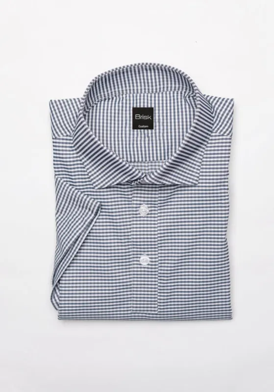Black Mini Gingham Ultra Performance Stretch Half Sleeves Shirt - Wrinkle Free sold by Brisk Shirts
