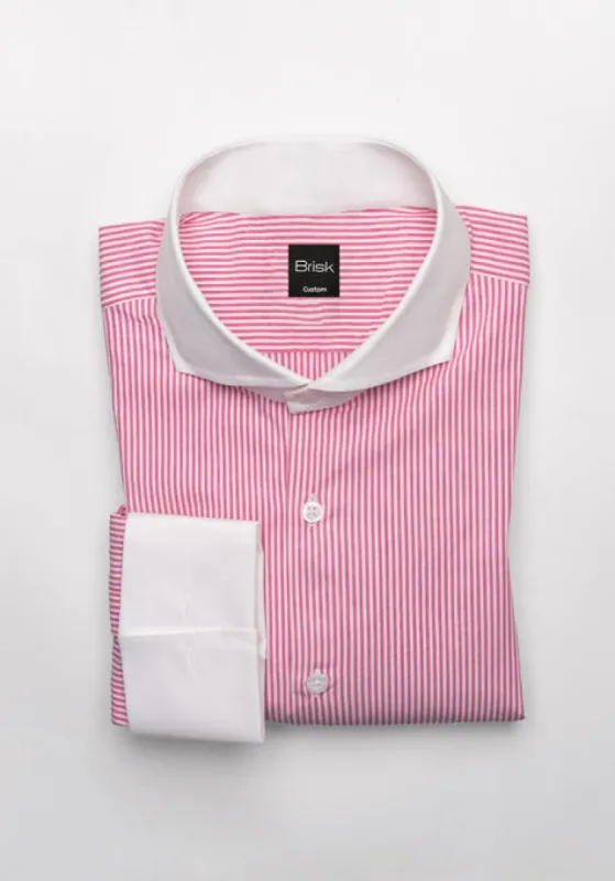 Bright Pink Narrow Stretch Stripes Shirt sold by Brisk Shirts