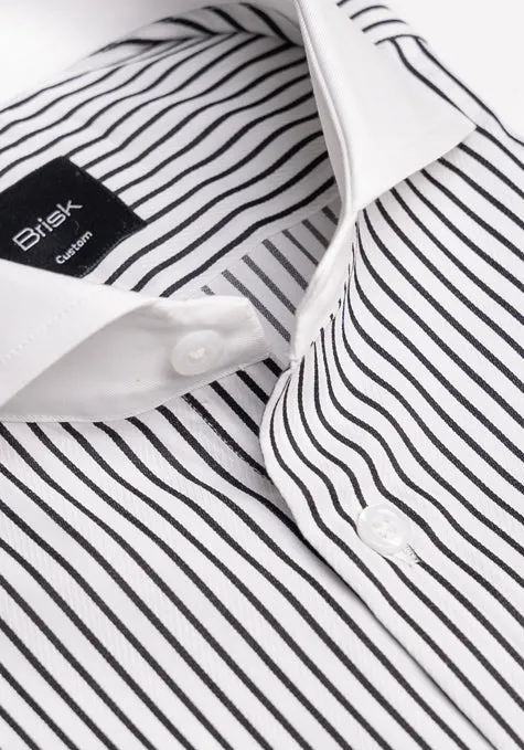 Fine Crisp Black Structured Stripes Shirt - Wrinkle Resistant - White Extreme Collar sold by Brisk Shirts product image thumbnail 2