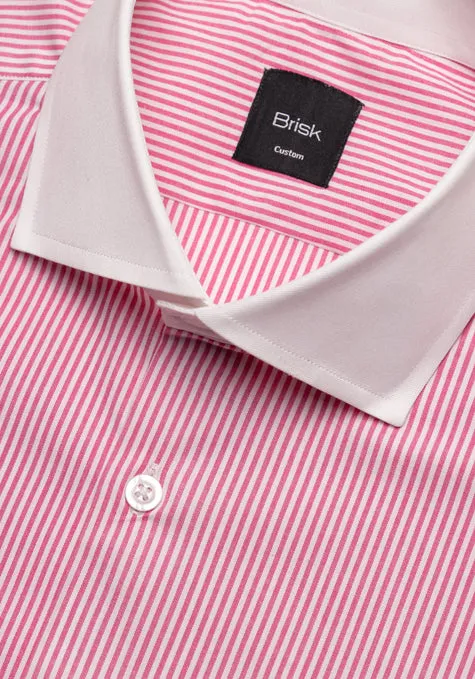 Bright Pink Narrow Stretch Stripes Shirt - White Cut Away Classic Collar sold by Brisk Shirts product image thumbnail 3