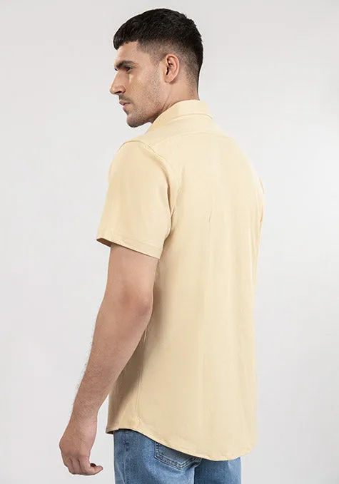 Tan Feather Soft Piqué Half Sleeve Shirt sold by Brisk Shirts product image thumbnail 4
