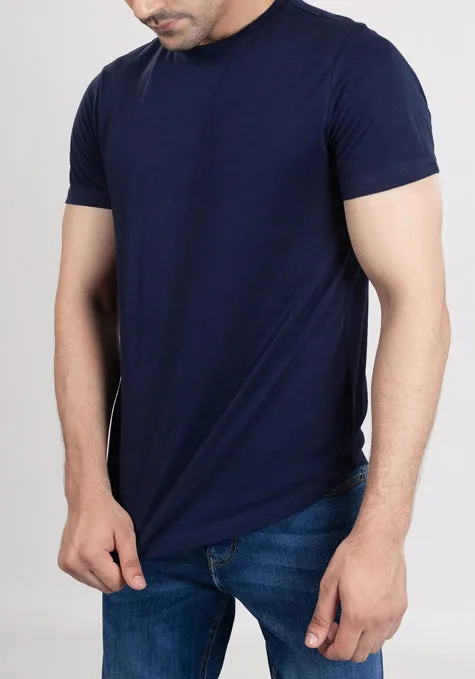 Midnight Blue Cloud Crew Tee - Curved Hem sold by Brisk Shirts product image thumbnail 2