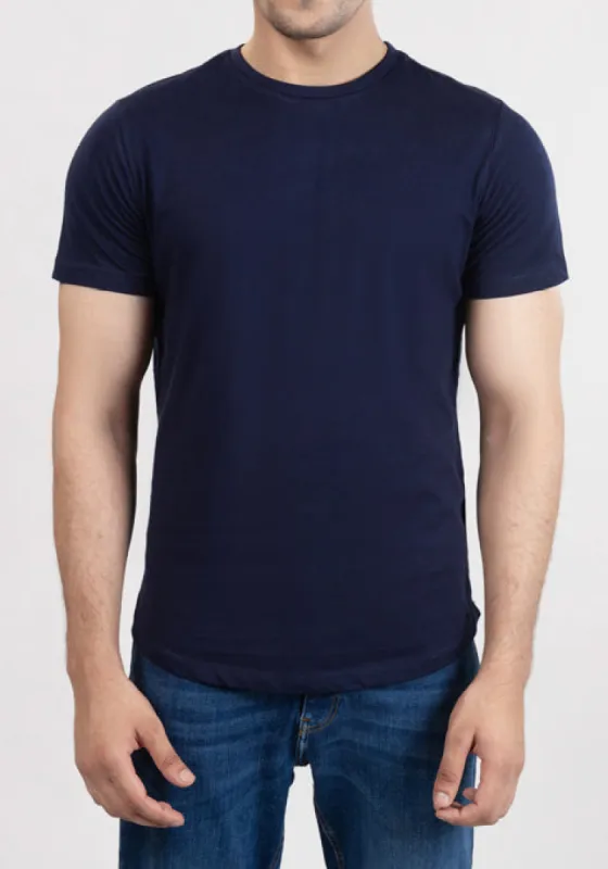 Midnight Blue Cloud Crew Tee - Curved Hem sold by Brisk Shirts