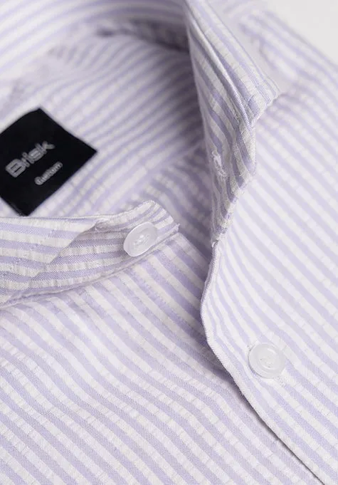 Pastel Lavender Seersucker Stripes Shirt - Cut Away Extreme Collar sold by Brisk Shirts product image thumbnail 2