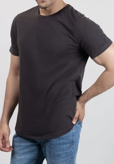 Charcoal Cloud Crew Tee - Curved Hem sold by Brisk Shirts