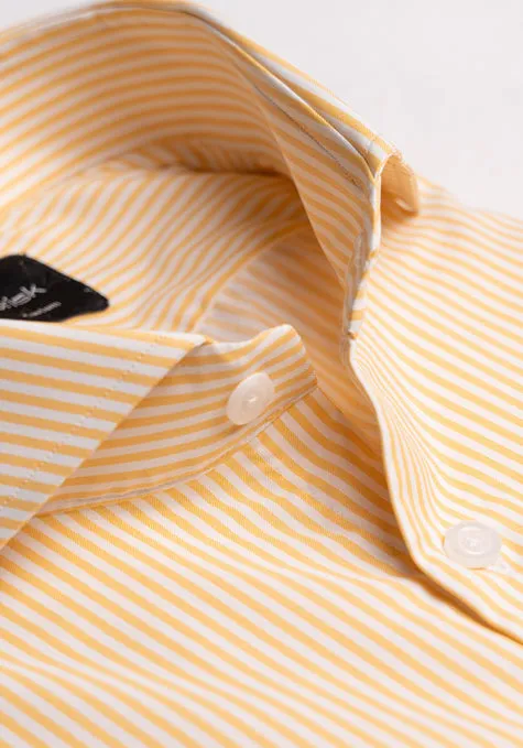 Wrinkle Free Yellow Performance Stretch Stripes Shirt sold by Brisk Shirts product image thumbnail 2
