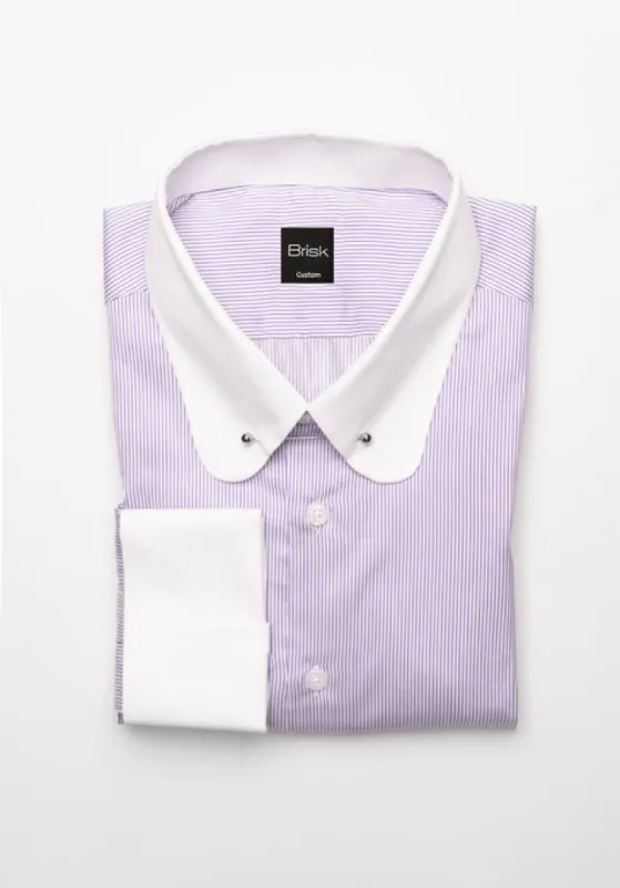 Italian Purple Pencil Tencel Stripes Shirt- Wrinkle Resistant sold by Brisk Shirts