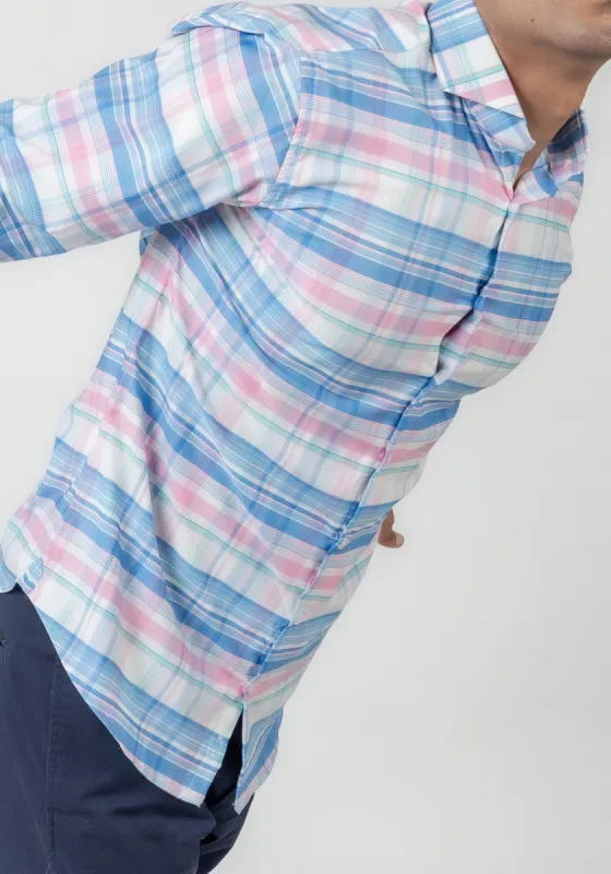 Wrinkle-Free Blue-Pink Performance Stretch Plaid Shirt sold by Brisk Shirts