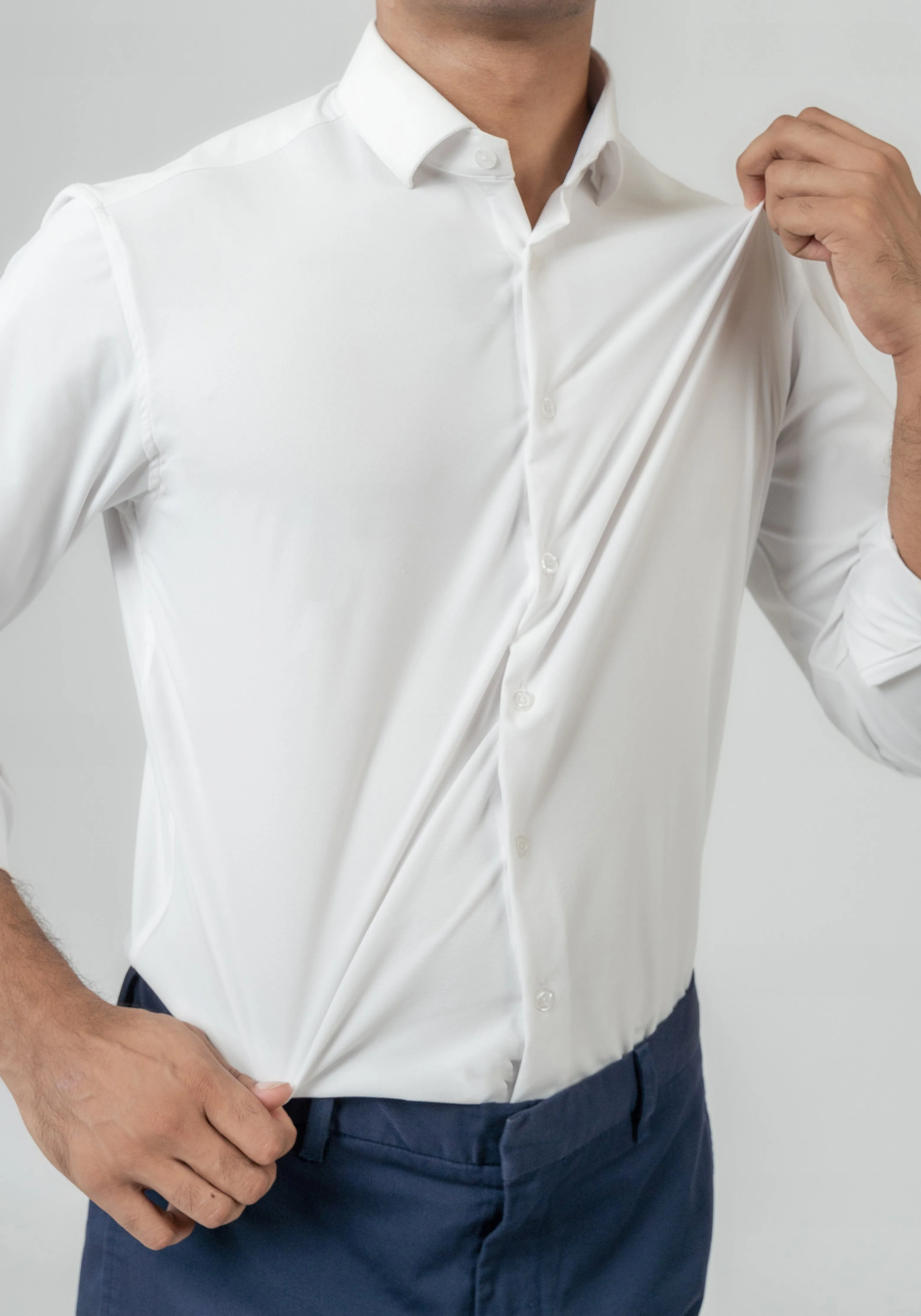 Water-Repellent White Performance Four Way Stretch Shirt - Wrinkle-Resistant sold by Brisk Shirts product image thumbnail 3