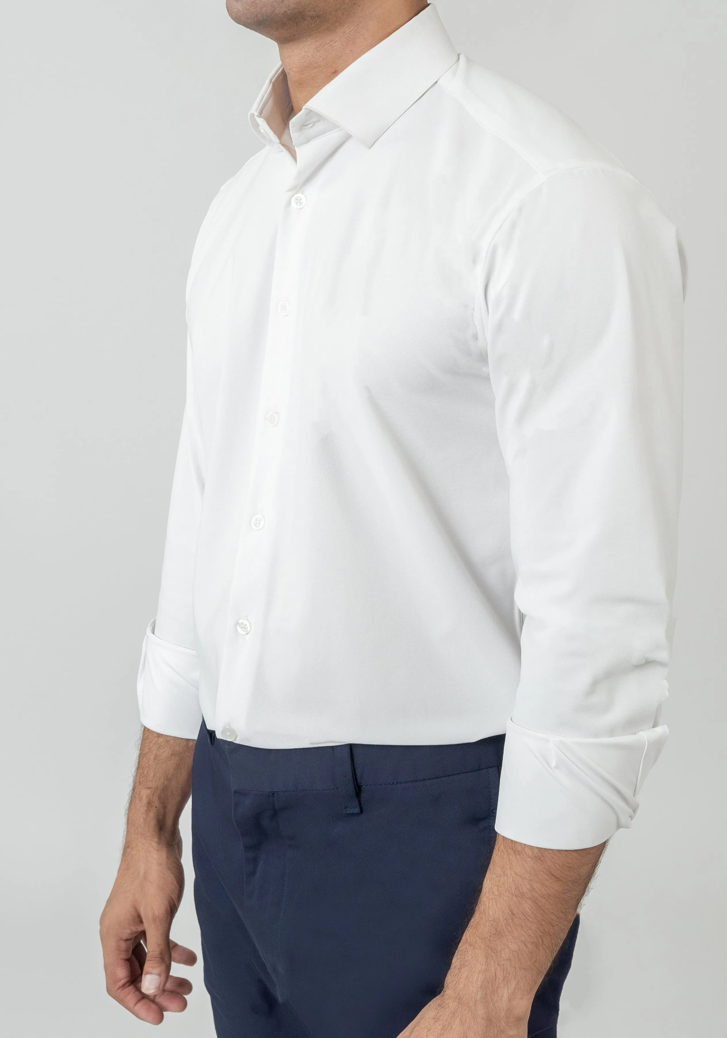 Water-Repellent White Performance Four Way Stretch Shirt - Wrinkle-Resistant sold by Brisk Shirts