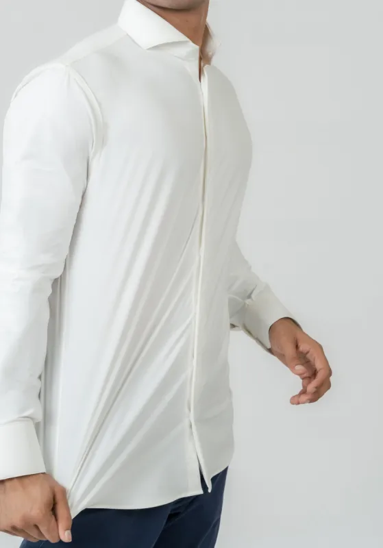 Water-Repellent Pearl White Structured - Four Way Performance Stretch Shirt - Wrinkle-Free sold by Brisk Shirts