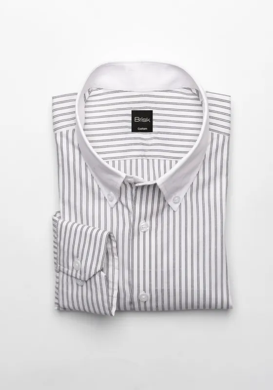 Black On White Oxford Stripes Shirt - Button Down sold by Brisk Shirts