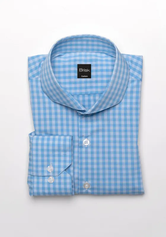 Wrinkle-Free Blue-Grey Stretch Gingham Shirt sold by Brisk Shirts