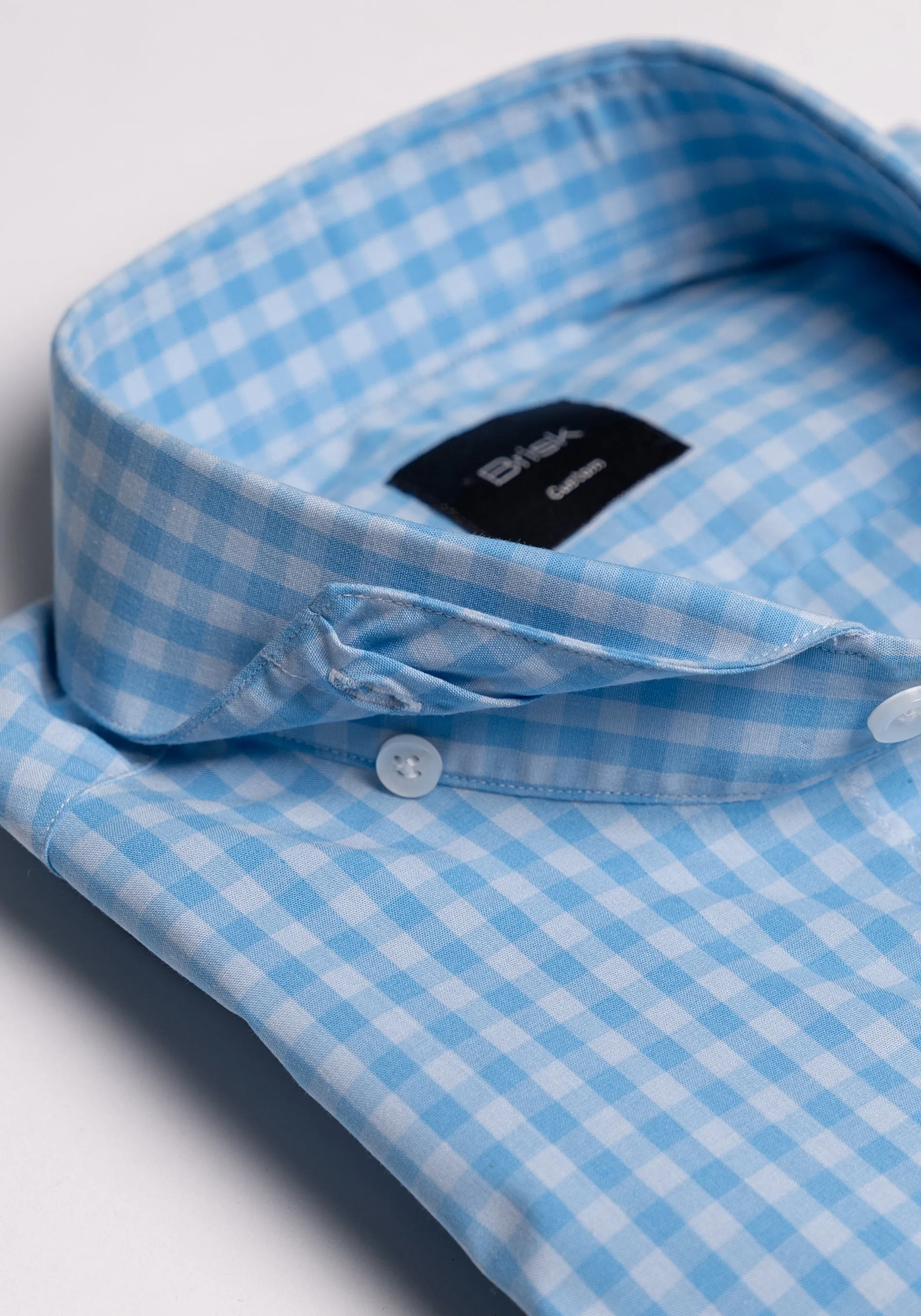 Wrinkle-Free Blue-Grey Stretch Gingham Shirt sold by Brisk Shirts product image thumbnail 2