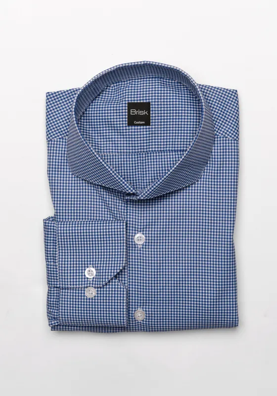 Wrinkle-Free Royal Blue Mini Gingham Performance Stretch Shirt sold by Brisk Shirts