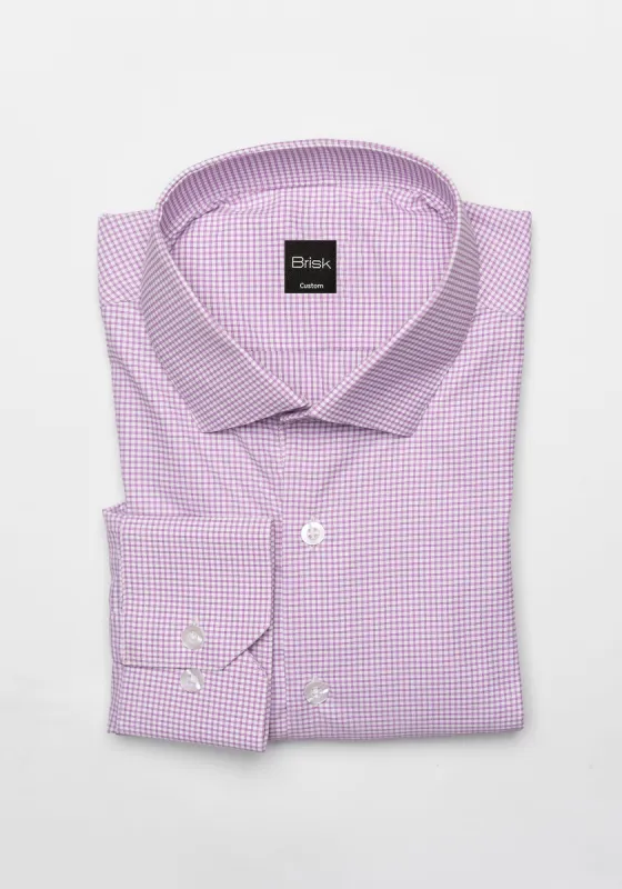 Wrinkle-Free Lilac Performance Stretch Mini Checkered Shirt - Cut-Away Classic sold by Brisk Shirts
