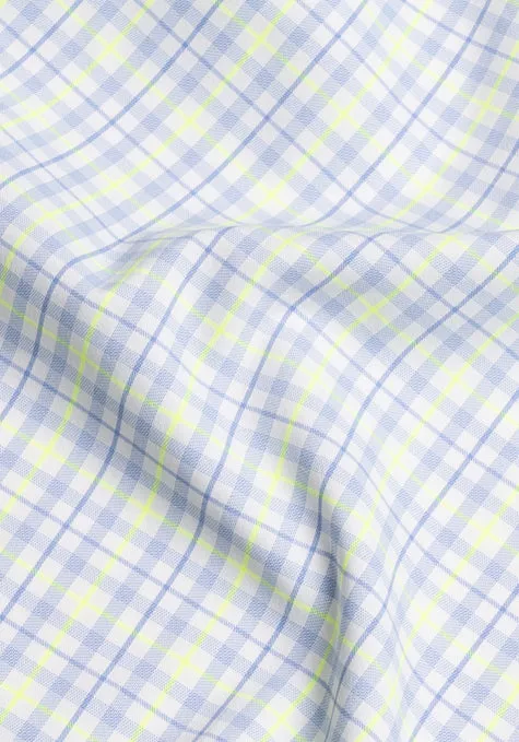 Wrinkle-Free Neon Green & Blue Tartan Performance Stretch sold by Brisk Shirts product image thumbnail 2