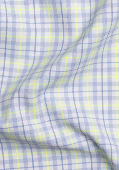 Wrinkle-Free Neon Green & Blue Tartan Performance Stretch sold by Brisk Shirts product image thumbnail 3