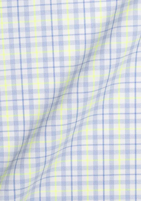 Wrinkle-Free Neon Green & Blue Tartan Performance Stretch sold by Brisk Shirts